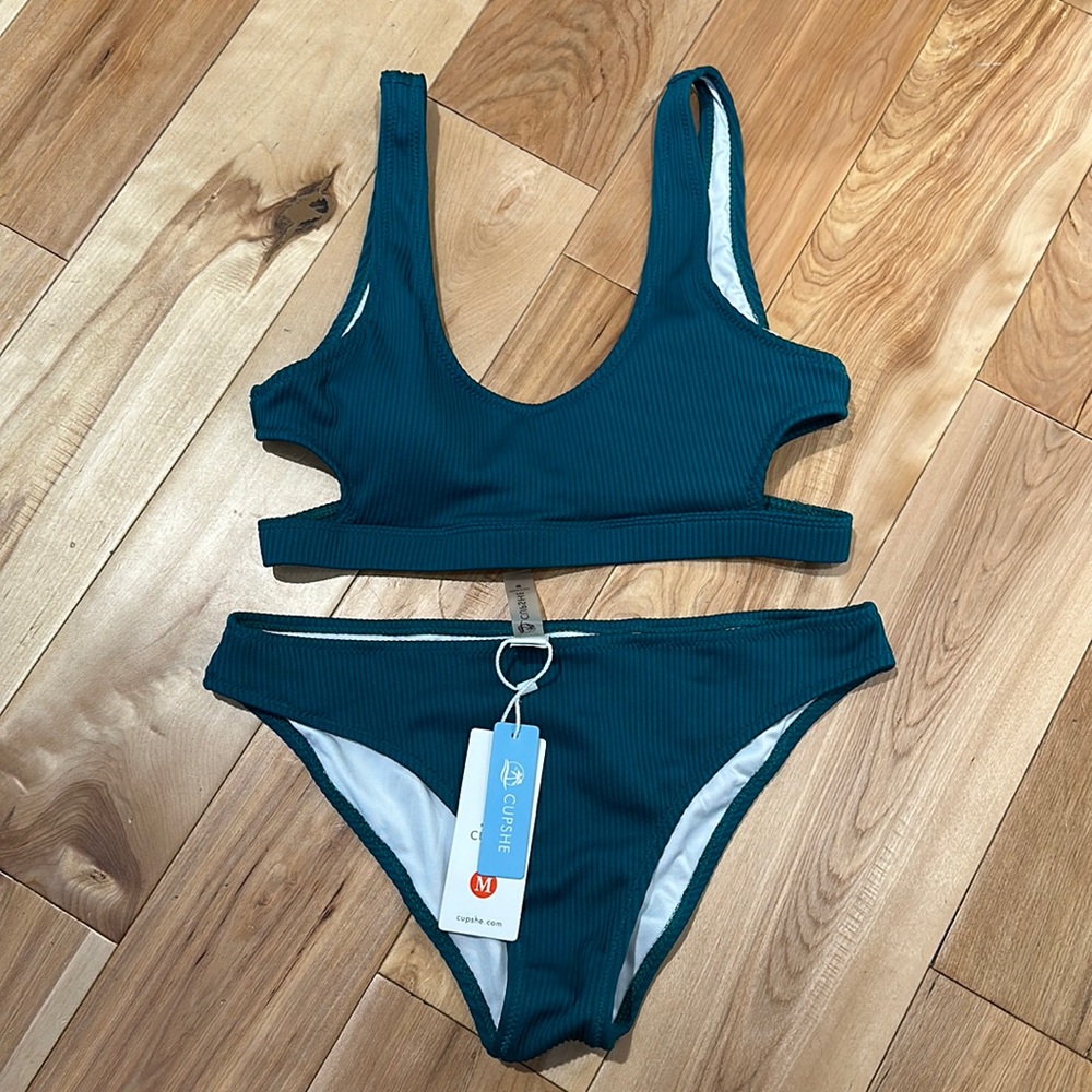 Cuphshe Two-Piece Swimsuit - emerald green